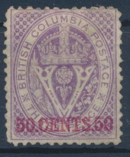 British Columbia 1868 SG 26. (*)