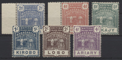 Madagascar British PO 1895 SG 57-62. Серия 7 марок. *