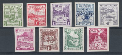 Western Samoa 1934 SG (180-188). Серия 9 пробных марок. Неутвержденный рисунок.