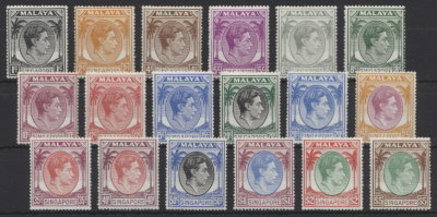 Singapore 1948 SG 16-30. Серия 18 марок. *